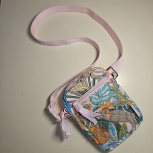 Vera Bradley RFID Convertible Sling Crossbody Wallet Pink Rain Forest Canopy